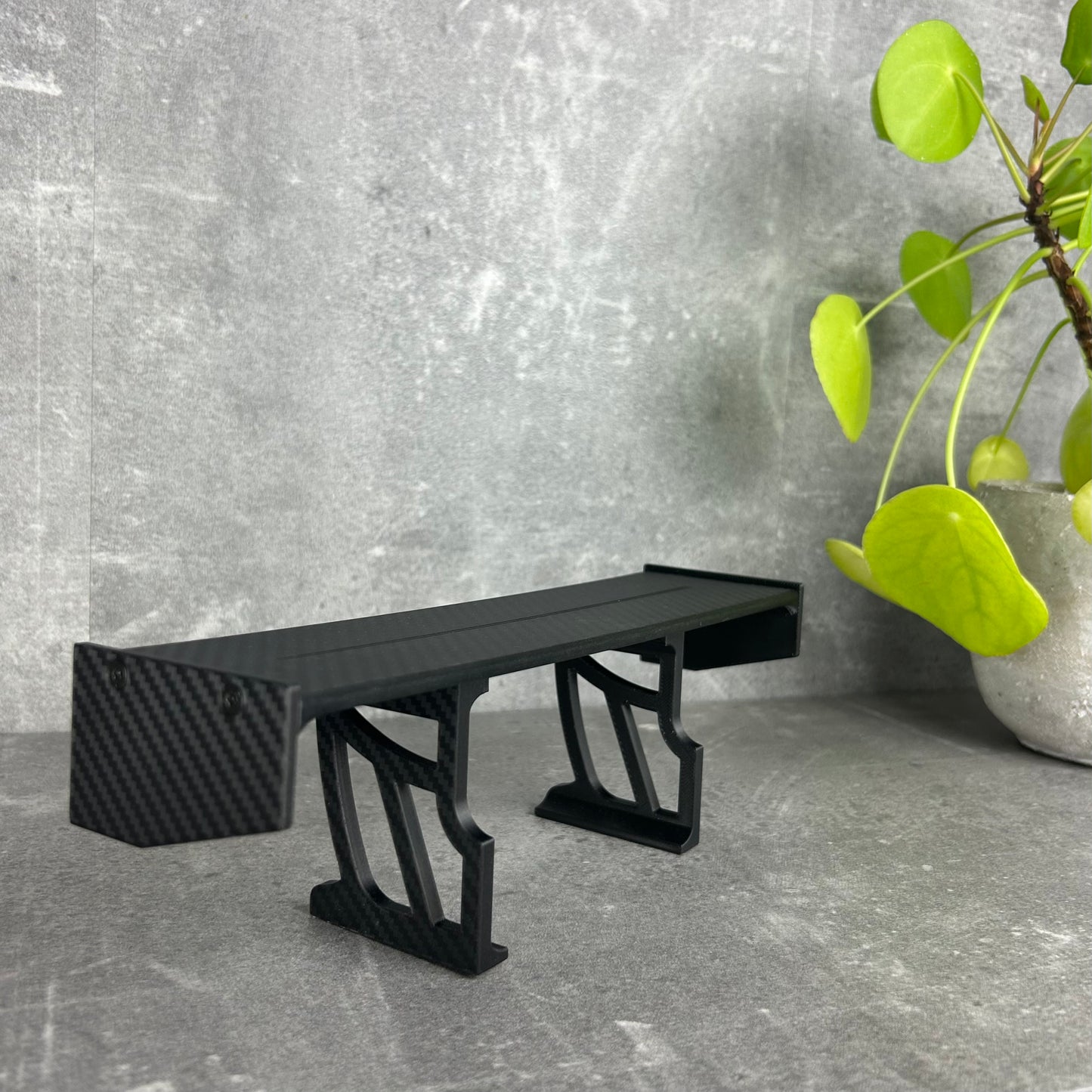 Spoiler-Bildhalter aus Polymer-Carbon-Verbund